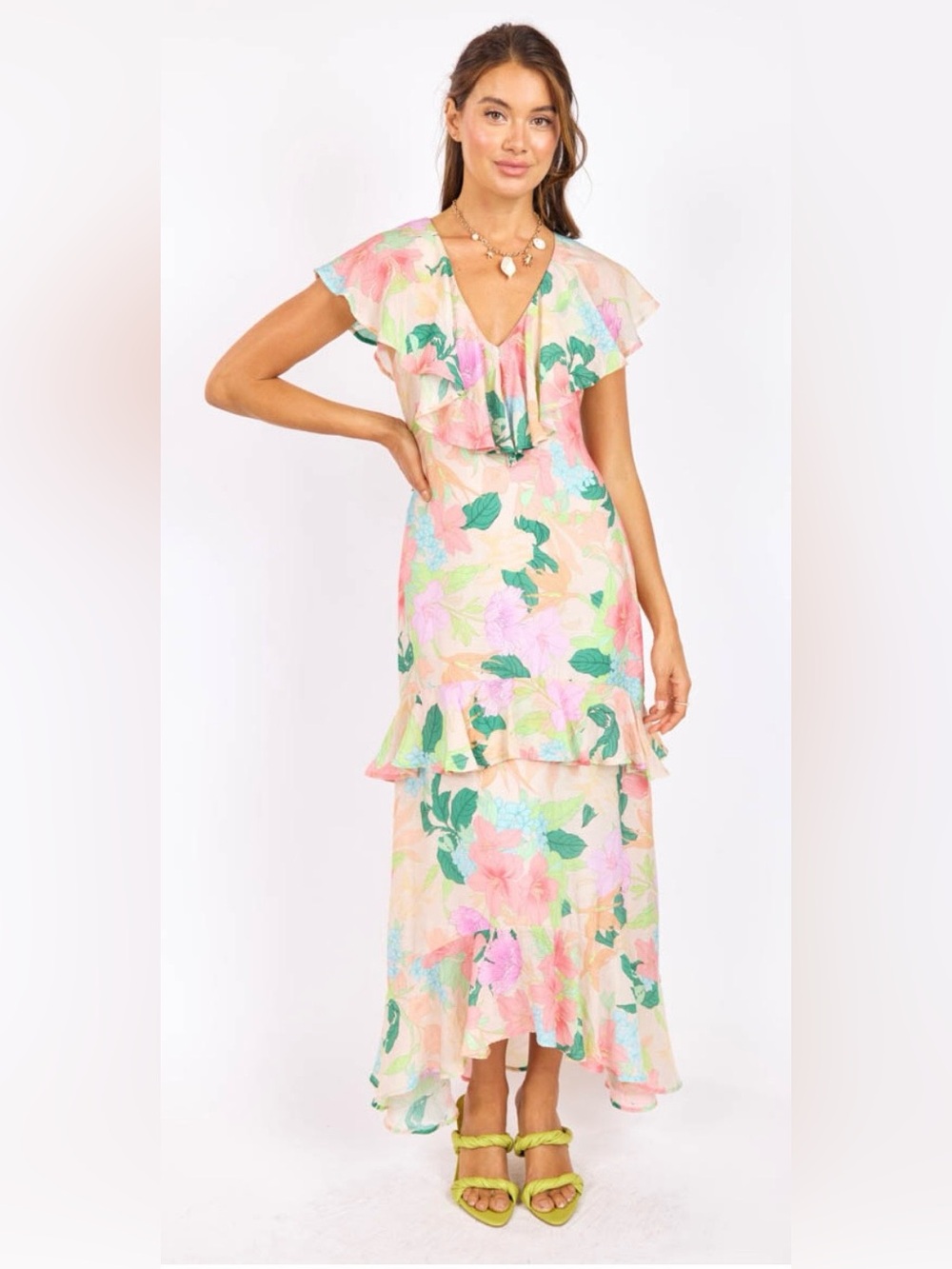 Sage the Label Dress NWT $140 Floral Maxi Elegant Wedding Cocktail Formal L